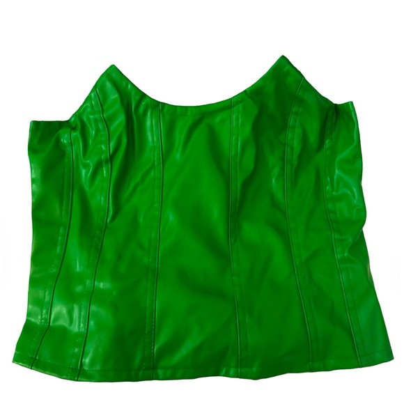 Love and Harmony Green leather corset zip up top size L - Picture 2 of 4